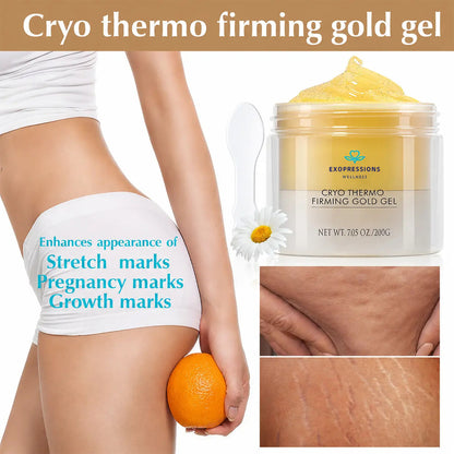 15-Day Visible Firming Gold Gel | Cryo Thermo Anti-Cellulite Body Sculpting Gel | Tighten Loose Skin, Smooth Bumps & Reduce Puffiness for Belly, Thighs & Arms | Unisex 200g