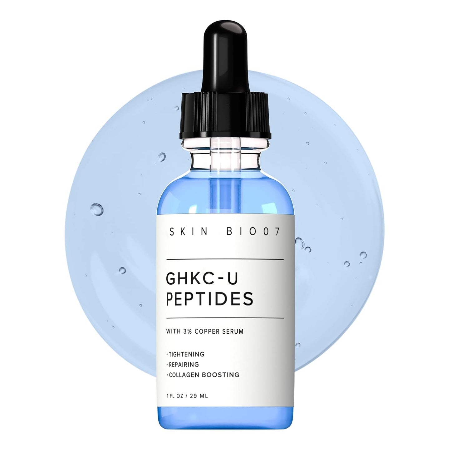3%GHK-Cu Copper Peptides Firming Serum with 1.5% Hyaluronic Acid | Gentle Anti-Aging Collagen Serum for Sensitive Skin