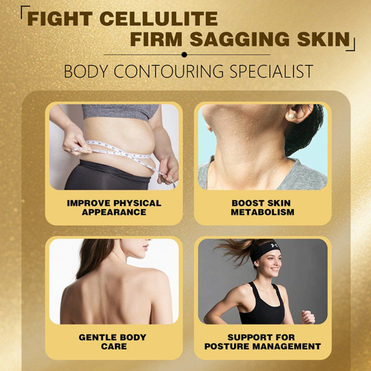 15-Day Visible Firming Gold Gel | Cryo Thermo Anti-Cellulite Body Sculpting Gel | Tighten Loose Skin, Smooth Bumps & Reduce Puffiness for Belly, Thighs & Arms | Unisex 200g