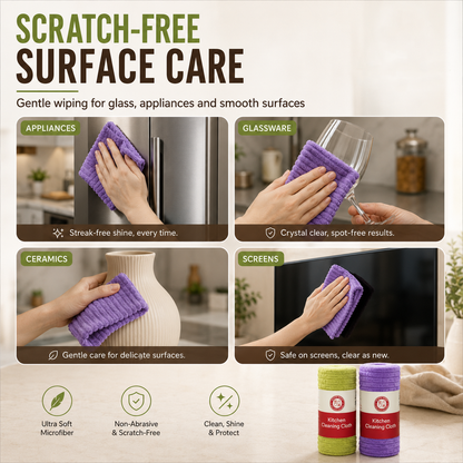 🍃 Bamboo Fiber Cleaning Cloth Roll – Thick Absorbent Tear-Off Kitchen Towels for Grease, Spills & Everyday Cleaning