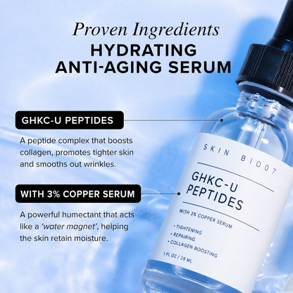 3%GHK-Cu Copper Peptides Firming Serum with 1.5% Hyaluronic Acid | Gentle Anti-Aging Collagen Serum for Sensitive Skin