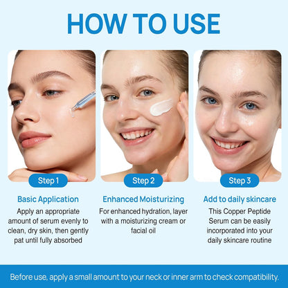 3%GHK-Cu Copper Peptides Firming Serum with 1.5% Hyaluronic Acid | Gentle Anti-Aging Collagen Serum for Sensitive Skin