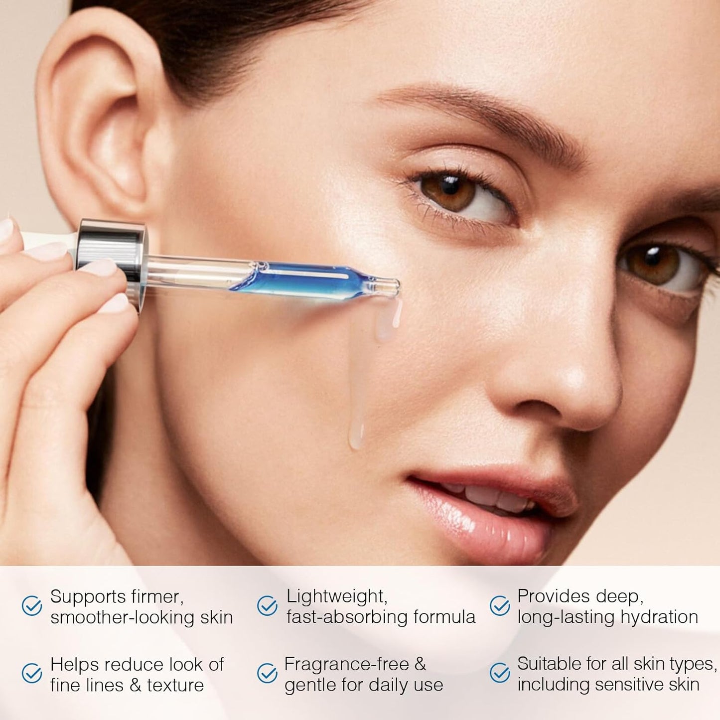 3%GHK-Cu Copper Peptides Firming Serum with 1.5% Hyaluronic Acid | Gentle Anti-Aging Collagen Serum for Sensitive Skin