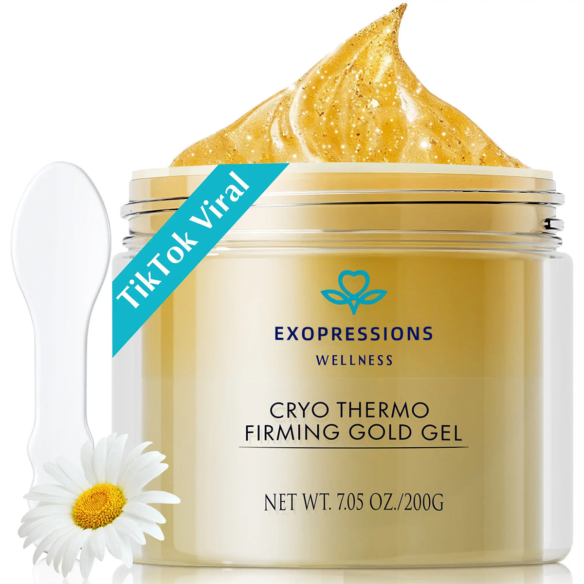 15-Day Visible Firming Gold Gel | Cryo Thermo Anti-Cellulite Body Sculpting Gel | Tighten Loose Skin, Smooth Bumps & Reduce Puffiness for Belly, Thighs & Arms | Unisex 200g
