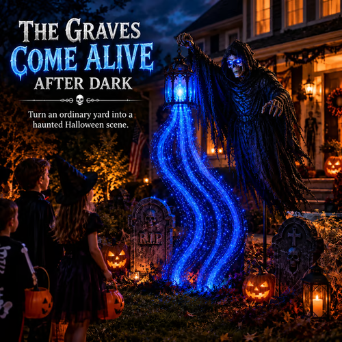 🔥Today 50% OFF🎁💀 Halloween Soul Harvester Animated Graveyard Light – Bring Your Yard to Life 🎃👻