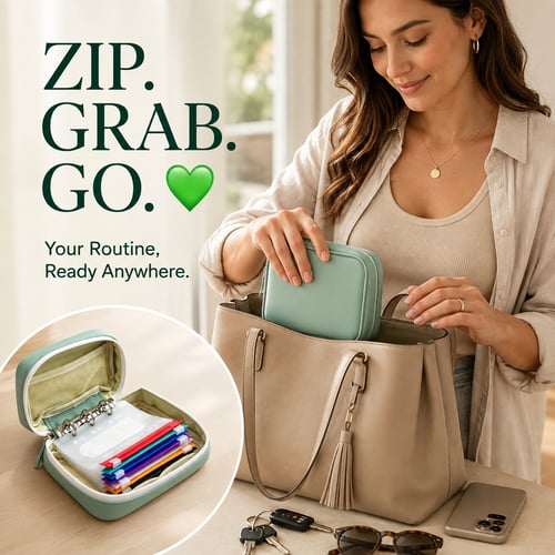 ✨2‑Week Pill Organizer Binder Case | 14 Reusable Color‑Coded Pill Pouch💊 Travel Waterproof Medication Storage Bag for Vitamins Supplements